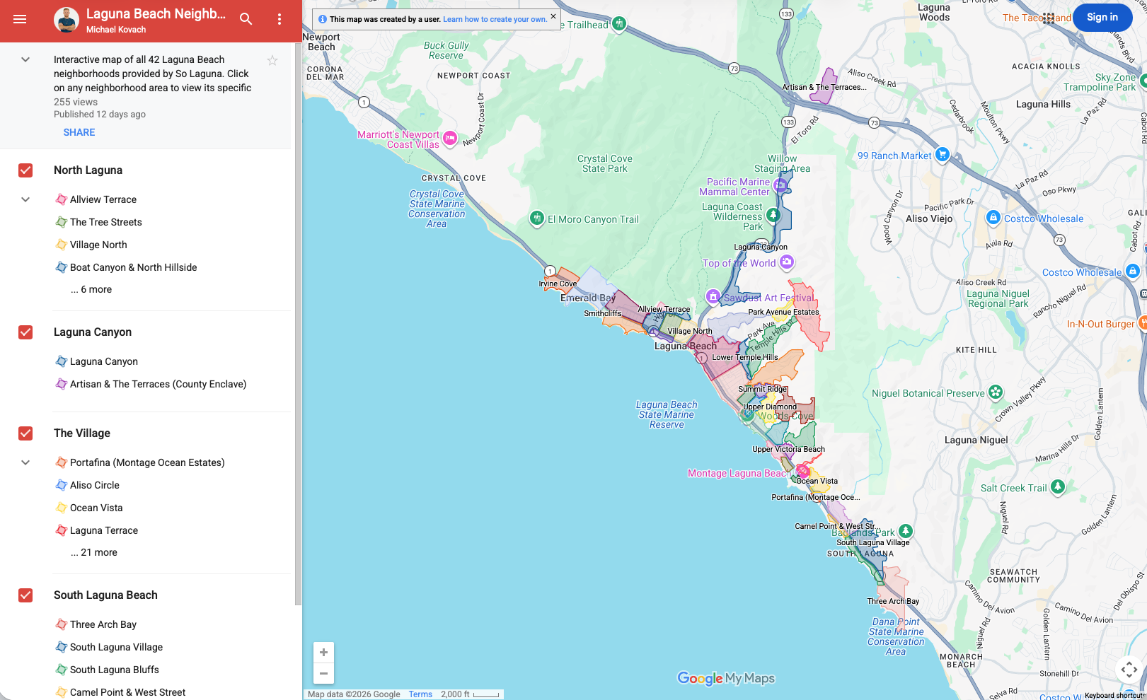 Interactive Laguna Beach Neighborhoods Map
