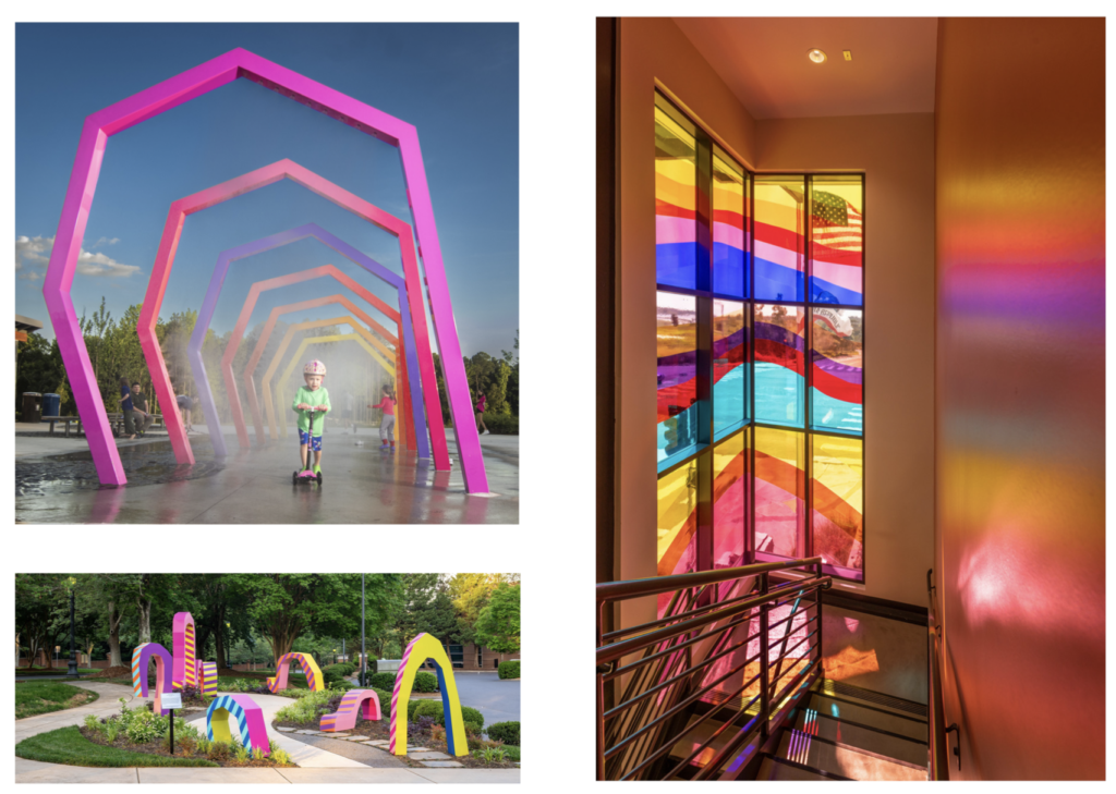 Vibrant, colorful, and community-centric public art installations by Mary Carter Taub.