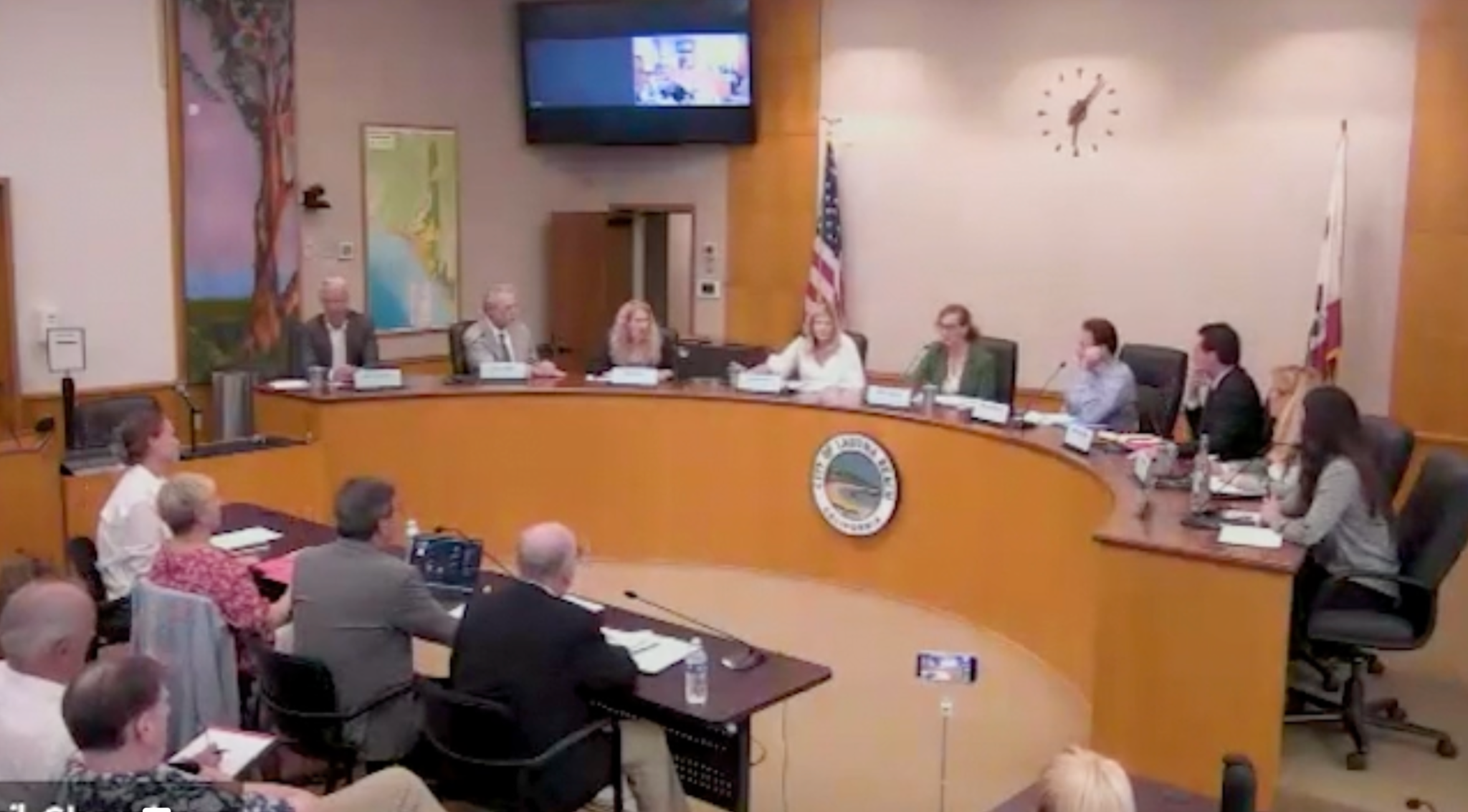 Nine Laguna Beach City Council candidates at the Village Laguna candidate forum on August 31, 2026