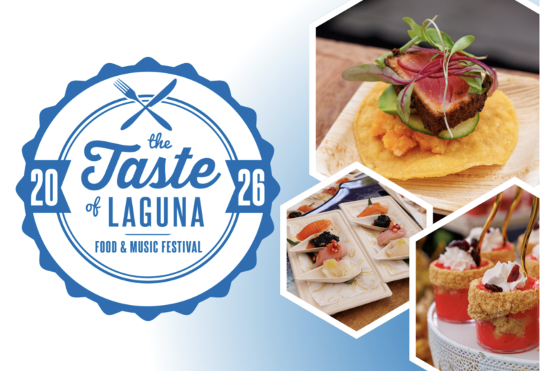 Taste of Laguna 2026 Food and Music Festival logo with featured dishes from participating Laguna Beach restaurants